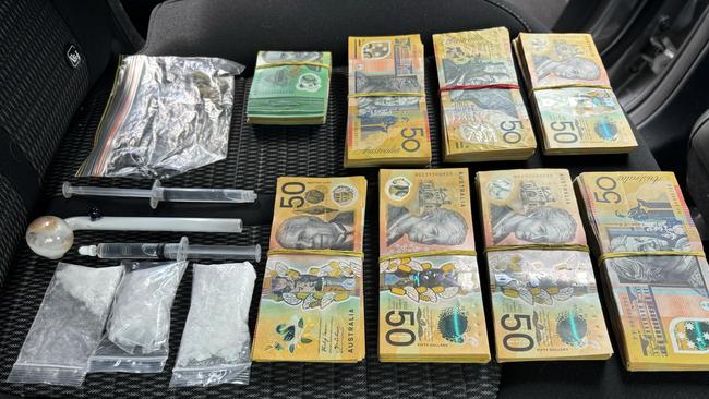 37-year-old Burnie man charged with trafficking and other drug offences with $42,000 worth of cash and quantities of methylamphetamine, GHB and cannabis seized. Picture: Tasmania Police