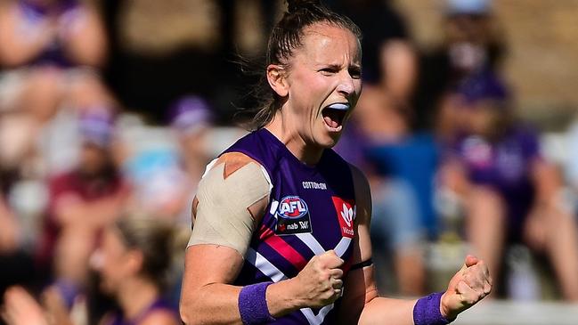 Antonio hasn’t stopped since the October wedding, launching straight into her fourth AFLW season. Picture: Getty Images