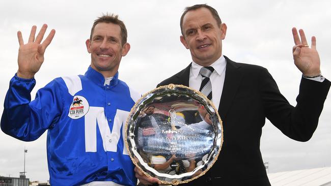 Master trainer Chris Waller was in Melbourne for Winx’s incredible triumphs. Picture: AAP