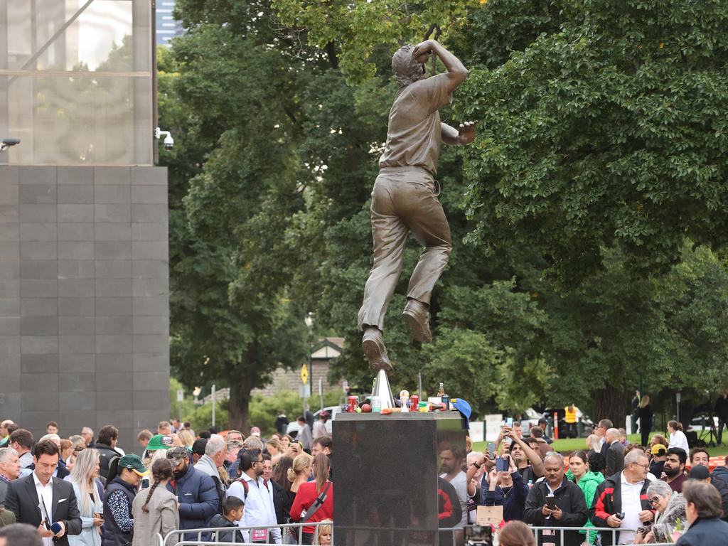 Thousands attend the MCG for the Shane Warne Memorial service. Picture: Jason Edwards