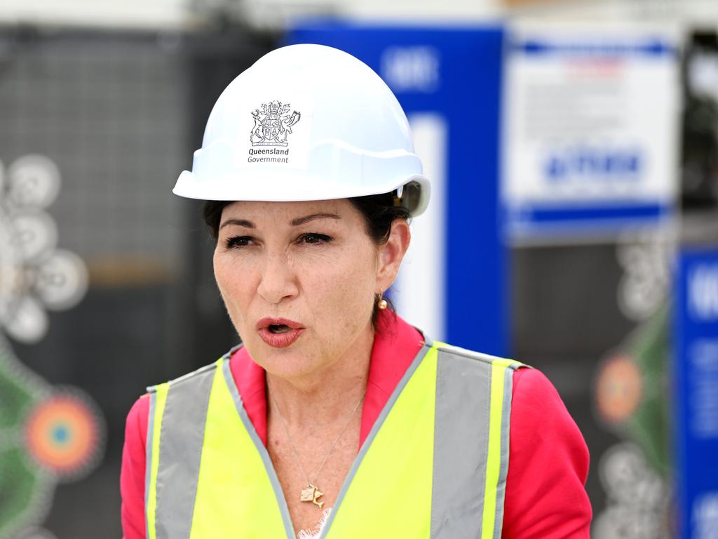 Queensland Housing Minister Leeanne Enoch visits a social housing construction site at Eight Mile Plains in Brisbane on Wednesday. Picture: NCA Newswire / Dan Peled