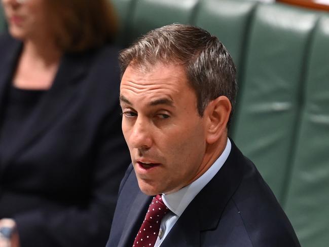 CANBERRA, AUSTRALIA, NewsWire Photos. FEBRUARY 13, 2024: Federal Treasurer Jim Chalmers during Question Time at Parliament House in Canberra. Picture: NCA NewsWire / Martin Ollman