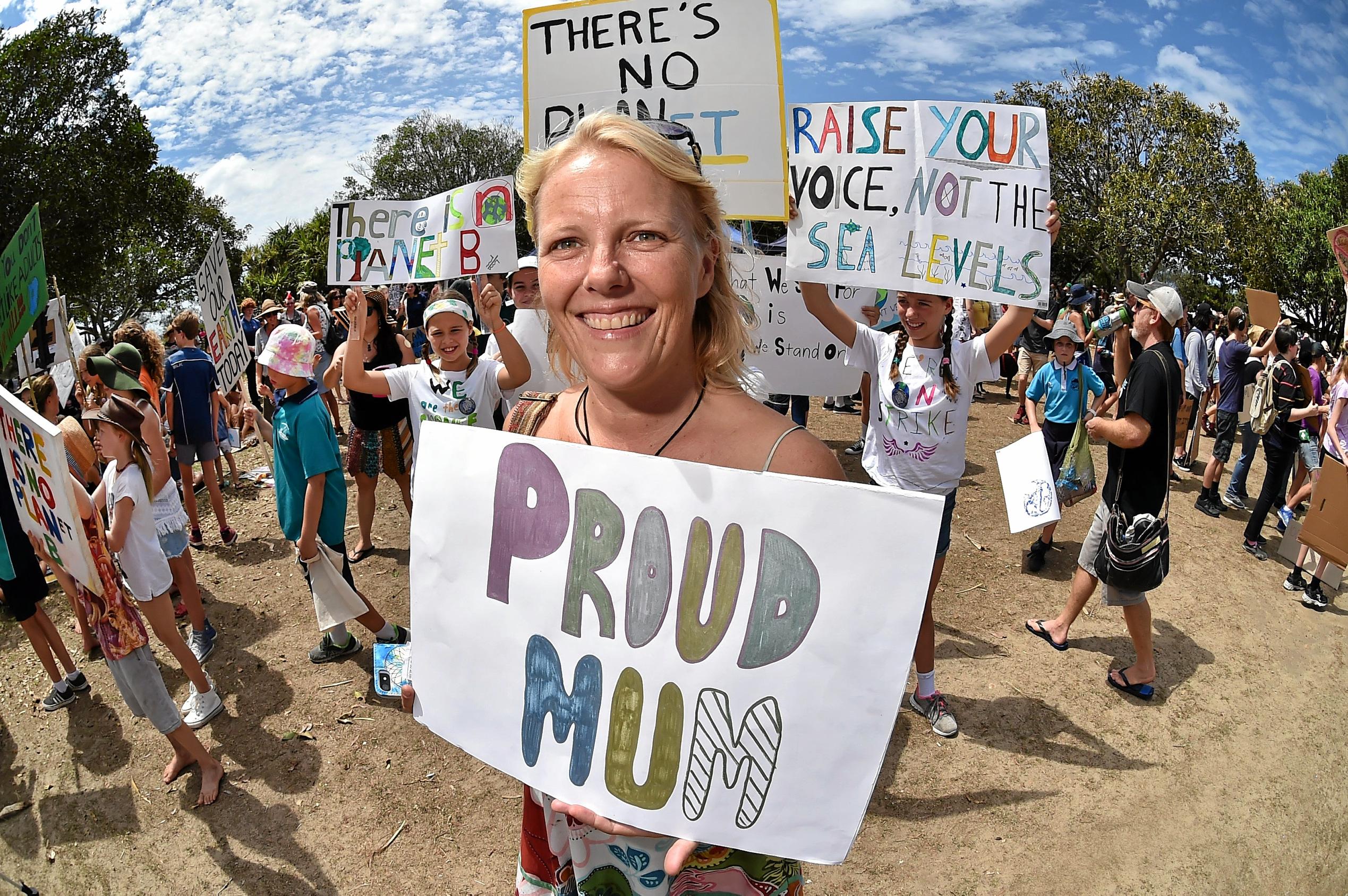 School students and community members gather at Peregain Beach to tell our politicians to take all them seriously and start treating climate change for what it is: a crisis and the biggest threat to our generation and gererations to come. Jenny Oakley. Picture: Patrick Woods