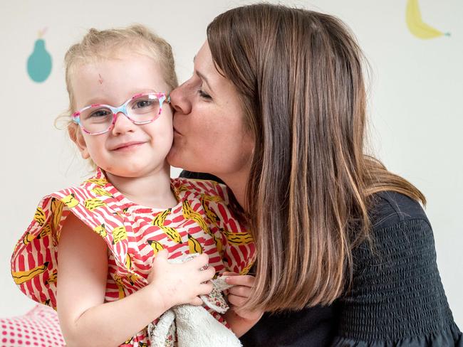 Ivy Warfield, 3, had a sever case of the flu last year and spent a week in the Royal Children’s Hospital. Picture: Jake Nowakowski