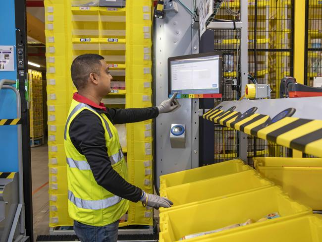 Associate Samarpan Kapoor pictured at the Amazon Fulfillment Centre BWU2, Kemps Creek.