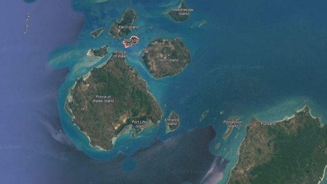 A man was last seen canoeing through a channel between two Torres Strait Islands. Picture: Google Maps