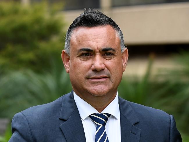 NSW Deputy Premier and Minister responsible for Disaster Recovery John Barilaro arrives to speak to the media at New South Wales Parliament House in Sydney, Tuesday, March 3, 2020. (AAP Image/Joel Carrett) NO ARCHIVING