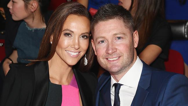 SYDNEY, AUSTRALIA - SEPTEMBER 24: Kyly Clarke and Michael Clarke attend the MB Presents Australian Style show during Mercedes-Benz Fashion Festival Sydney at Sydney Town Hall on September 24, 2014 in Sydney, Australia. (Photo by Don Arnold/Getty Images)