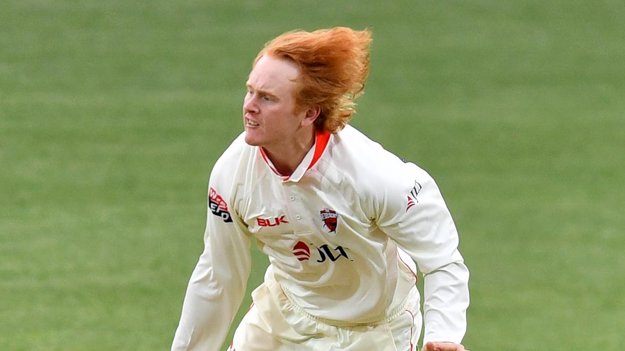 Lloyd Pope dazzles for the Redbacks against Queensland at Adelaide Oval.