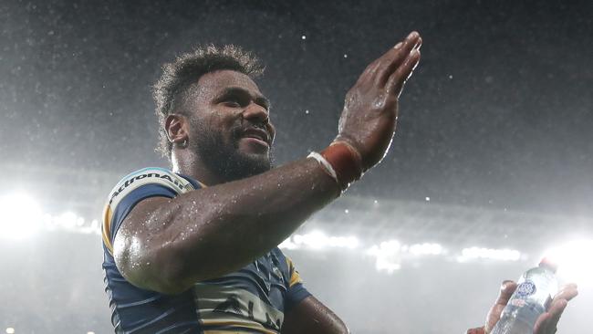 SYDNEY, AUSTRALIA - MARCH 18:  Maika Sivo of the Eels looks on after winning the round two NRL match between the Parramatta Eels and the Melbourne Storm at Bankwest Stadium on March 18, 2021, in Sydney, Australia. (Photo by Cameron Spencer/Getty Images)