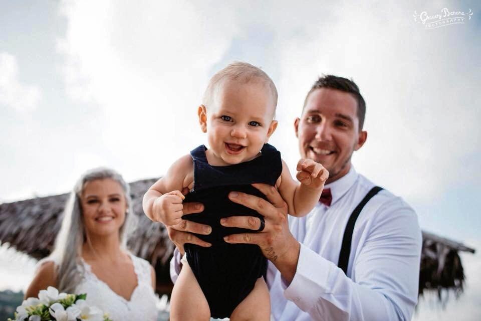 LOVE STORY: Amelia and Tyson Jater got married in Vanuatu in March and loved that their baby son Ocean could be part of their special day. Picture: CONTRIBUTED