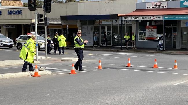 The road where a pedestrian was hit by a truck at Gawler. Picture: Brinley Duggan