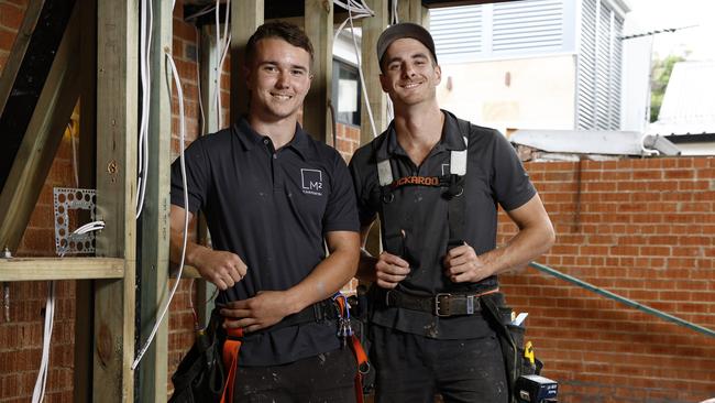 Apprentice carpenters Ben Mitchell and Louis Taylor are doing their apprenticeship through M2 Carpentry. Picture: Richard Dobson