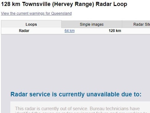 The BoM Townsville radar remains offline. Source: supplied BoM