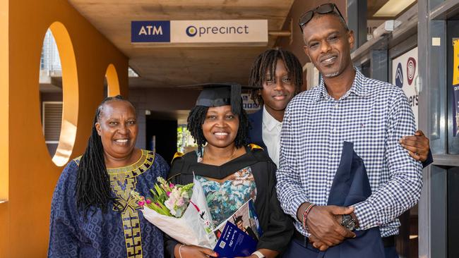 Mwangi family at the 2025 Graduation ceremony held at Charles Darwin University on May 20, 2025. Picture: Pema Tamang Pakhrin