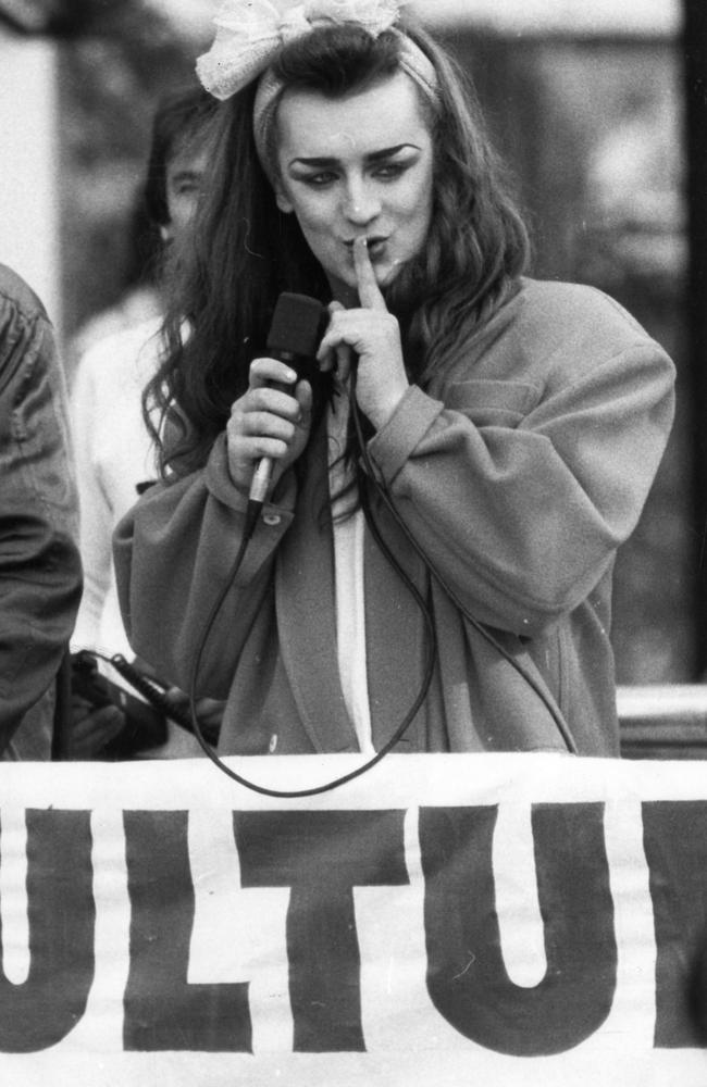 Boy George, pictured in Adelaide’s Rundle Mall in July, 1984. Picture: News Corp Australia