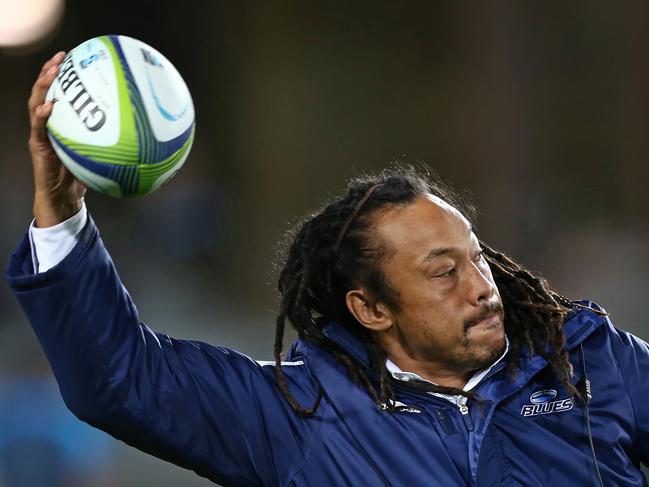 Tana Umaga, Head Coach of the Blues before the Round 8 Super Rugby match between the Blues and Hurricanes at Eden Park in Auckland, New Zealand, Saturday, April 15, 2017. (AAP Image/ David Rowland) NO ARCHIVING, EDITORIAL USE ONLY