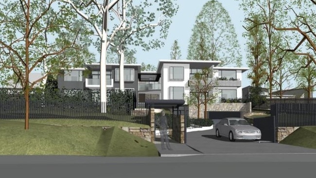 An artist's impression of a proposed seniors' living complex to replace two family homes in Kevin Ave, Avalon Beach. The development application for the 10 independent living apartments has sparked a backlash among locals who fear it will affect the “character and beauty of our beloved Avalon”. Picture: Supplied