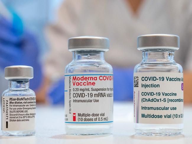 The Pfizer-BioNTech, Moderna and AstraZeneca Covid-19 vaccines. Picture: Johan Nilsson.