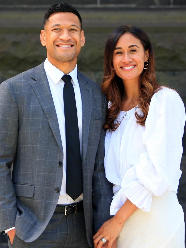 Israel Folau with his wife Maria. Picture: Aaron Francis