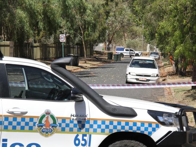 Mahomed St in The Gap, Alice Springs, was taped off by NT Police on Sunday, March 2, 2025. Picture: Gera Kazakov