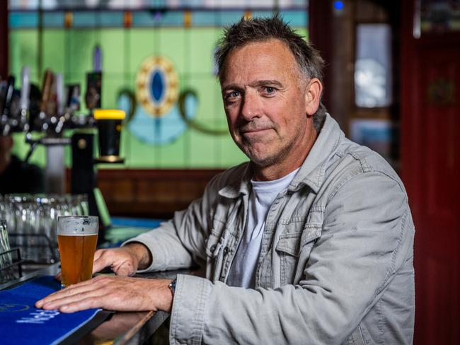 ‘I had to jump’ … Jock Serong at The Napier Hotel in Fitzroy, where he worked while at university and a big inspiration for his new book Cherrywood. Picture: Jake Nowakowski