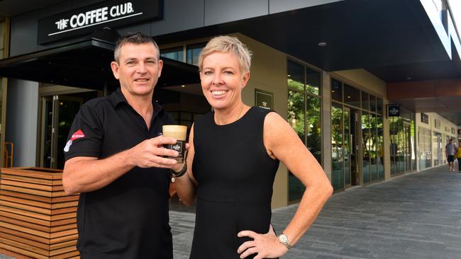 David McManus and Carolyn McManus outside a Coffee Club. Picture: Evan Morgan