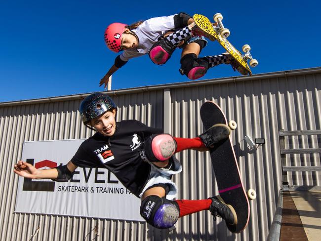 Skaters pictured: 13-year-old Arisa Trew (top) and 15-year-old Jada Ward (bottom). Picture: Nigel Hallett