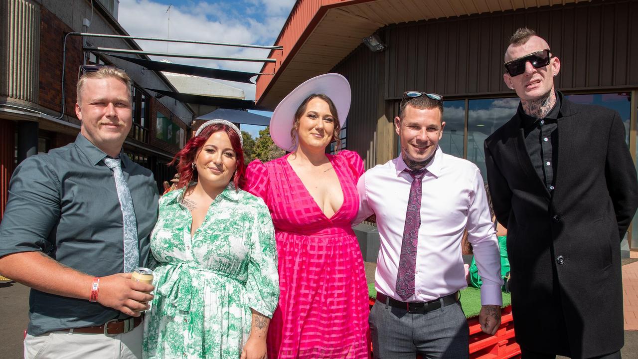 Jack Glover, Hailey Lawrence, Naomi Dolinski, Jai Robinson and Adam Stuhlfouth.2023 Audi Centre Toowoomba Weetwood race day at Clifford Park Racecourse.Saturday, September 23, 2023