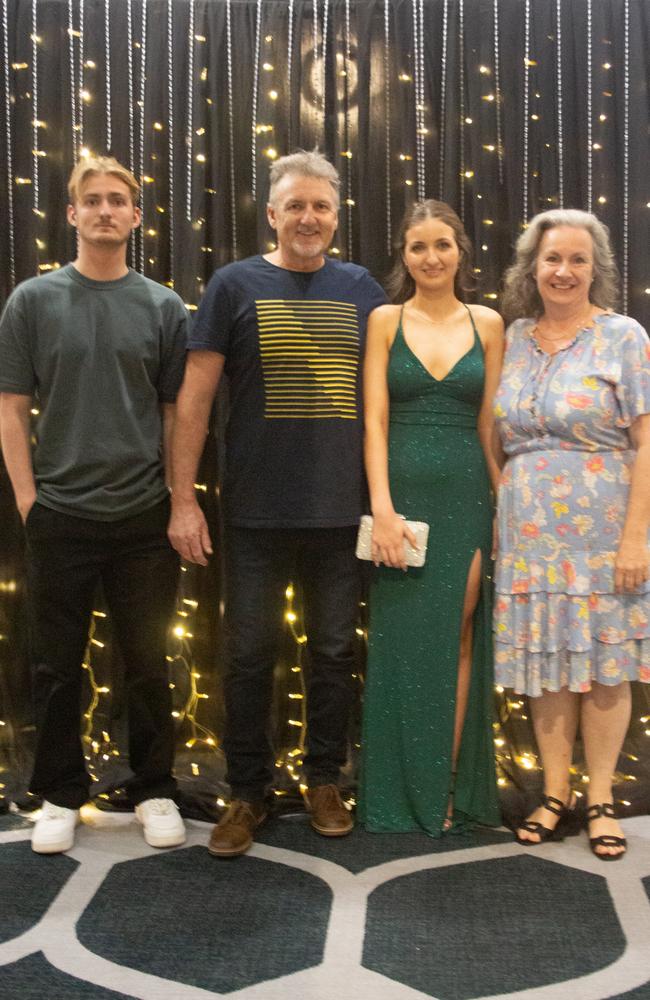 Jonah, Steve, Abbey and Sandra Dixon at the Maroochydore State High School formal 2023.