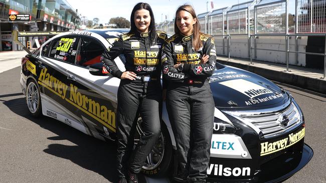 Renee Gracie and Simona de Silvestro of the Harvey Norman Supergirls Team. Picture: Getty Images