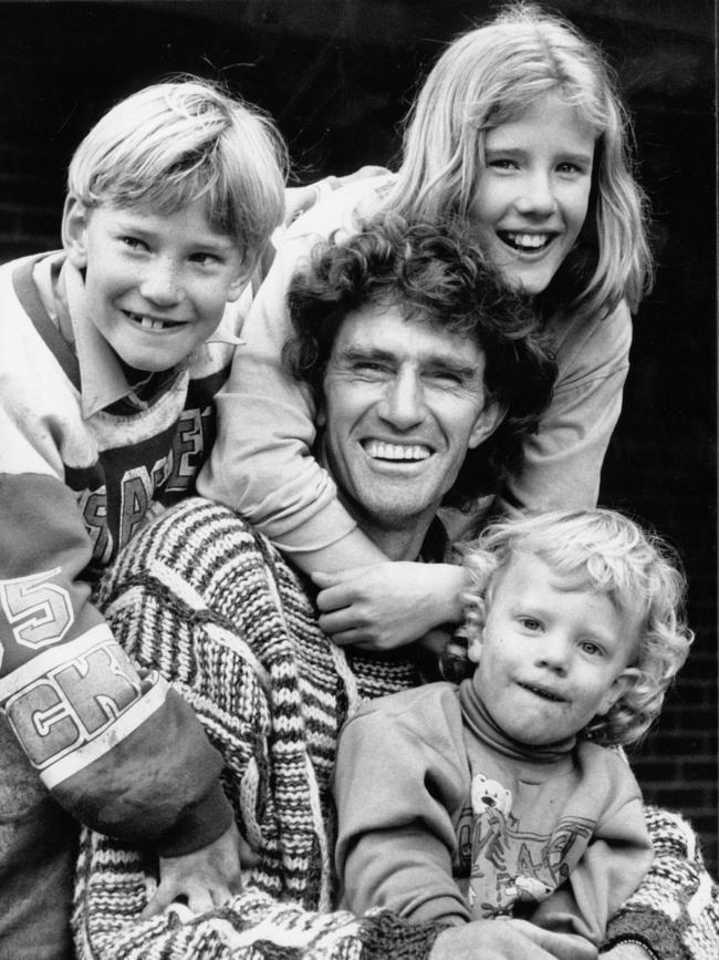 Shane (top left) with father Michael, sister Renee and brother Travis in 1990. Picture: DARREN TINDALE