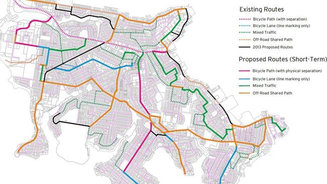 The plan proposes long and short term options to complete the extra cycleways.