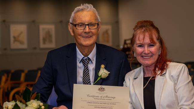 Rod and Linda Allen on their wedding day on September 17 at Cabrini hospital in Malvern.