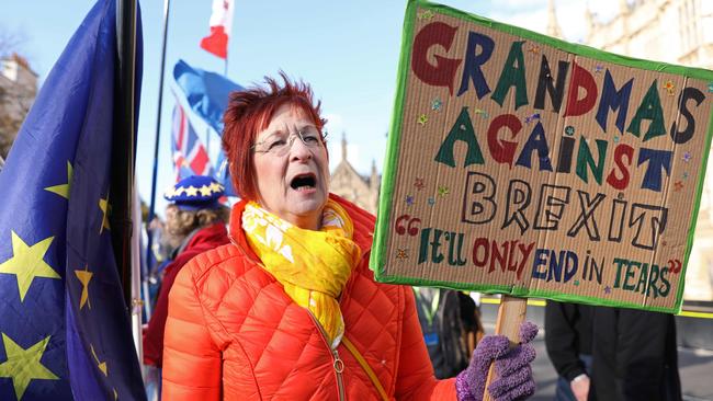 An anti-Brexit campaigner protesting outside the Houses of Parliament in London earlier this week. Picture: Isabel Infantes/AFP