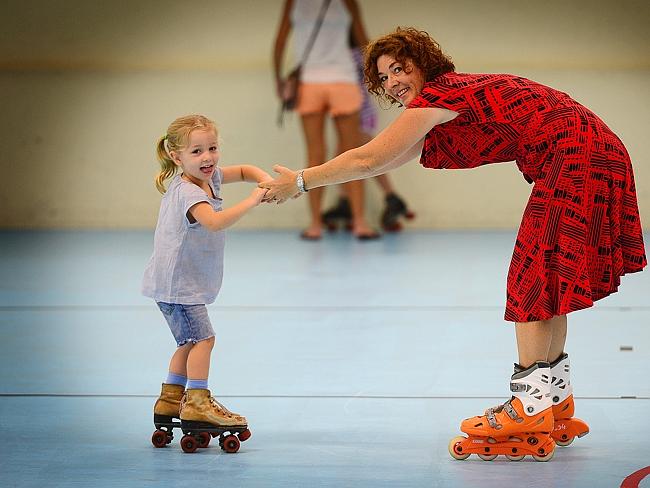 Roller blading can be fun.