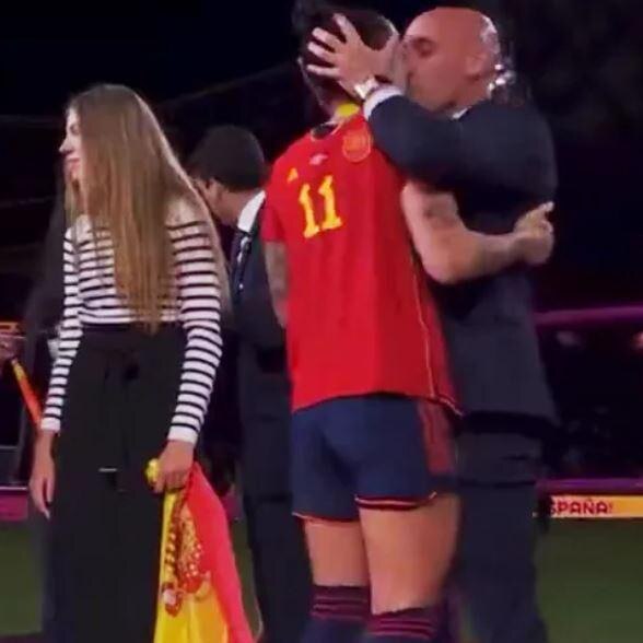 Luis Rubiales has been slammed for grabbing and kissing star player Jenni Hermoso.