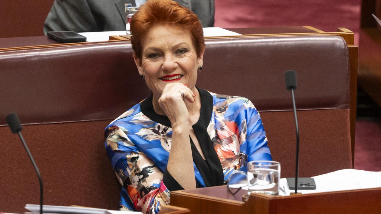 CANBERRA, AUSTRALIA, NewsWire Photos. DECEMBER 6, 2023: Senator Pauline Hanson during Question Time in the Senate at Parliament House in Canberra. Picture: NCA NewsWire / Martin Ollman