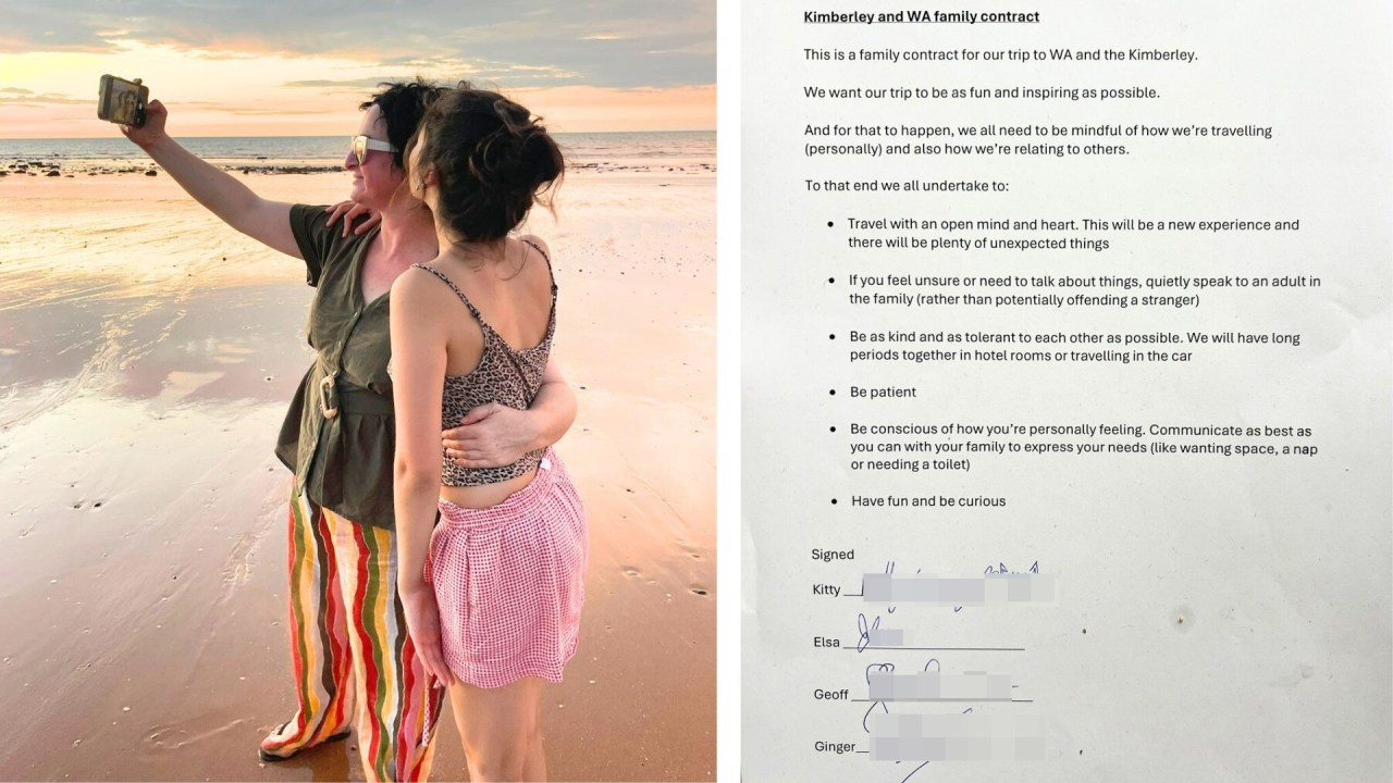 Ginger Gorman's family travel contract. Image: Taken by Kathleen Cox and supplied