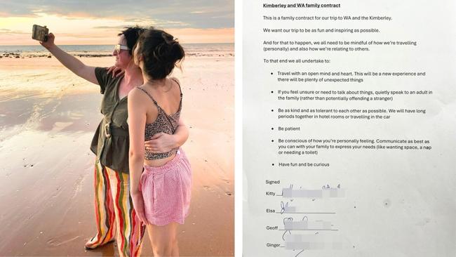 Ginger Gorman's family travel contract. Image: Supplied
