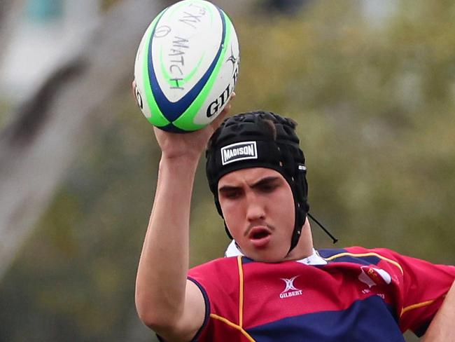 Action from the GPS rugby round 1 match between Churchie and Brisbane State High. Pictured is BrisbaneÃs Mattias Agent. Picture: Tertius Pickard