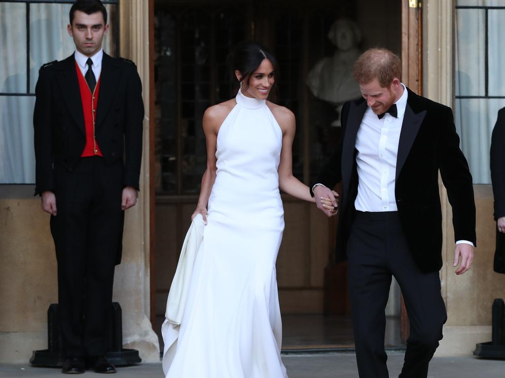 Duchess of Sussex and Prince Harry, Duke of Sussex leave Windsor Castle after their wedding. Picture: Getty Images.