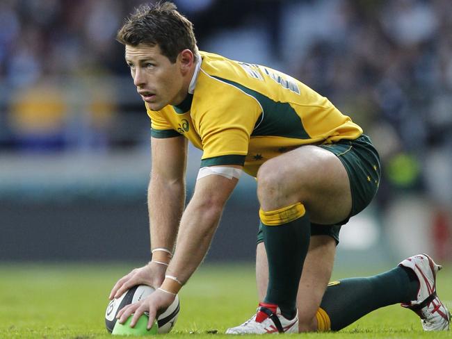 Saviour ... Australia’s Bernard Foley says he is ready to kick a last-second goal again if required against Wales. Picture: AFP PHOTO/IAN KINGTON