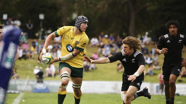 Lachlan Connors in action for the Australian Schoolboys rugby union team against New Zealand in Sydney on October 7, 2017. Photo by ARU Media.