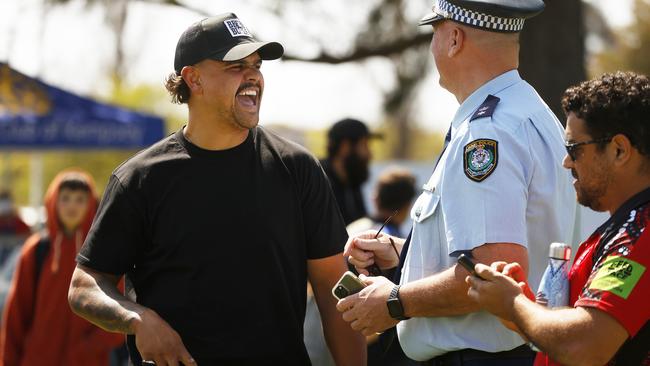 The Rabbitohs star and police travelled NSW in a program aimed to keep kids on the straight and narrow. Picture: Sam Ruttyn