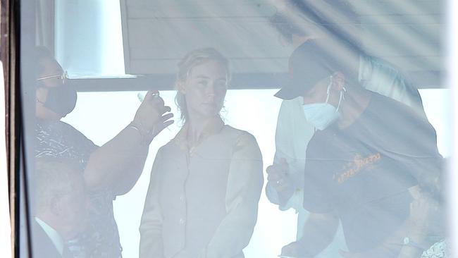 Actor Saoirse Ronan at Fishermen's Pier on Tuesday with crew. Picture: Alan Barber