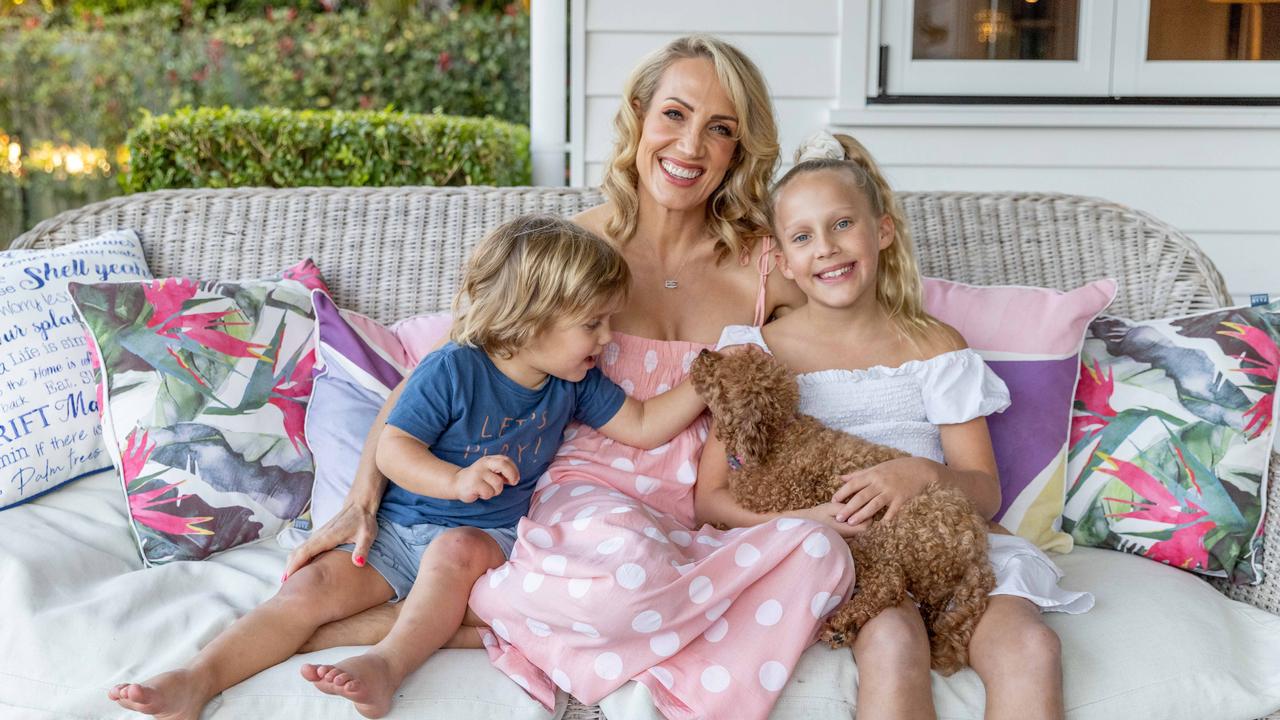 Emily Jade O'Keeffe with kids Millie, 9, and Teddy, 2. Picture: Luke Marsden