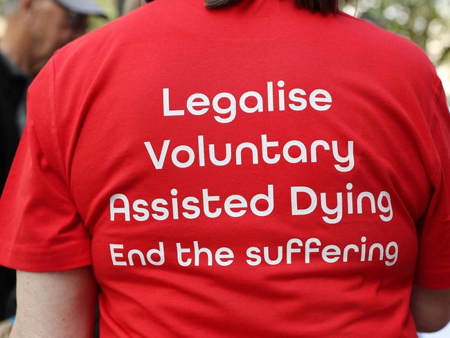 Frontline Workers lobbying State Government to support voluntary assisted dying Bill DEETS. Susie Byrne Convenor, South Australian Nurses supporting Choices in Dying, Beau Summer, Paramedic and Professor John Willoughby on the steps of Parliament. Picture: Sarah Reed