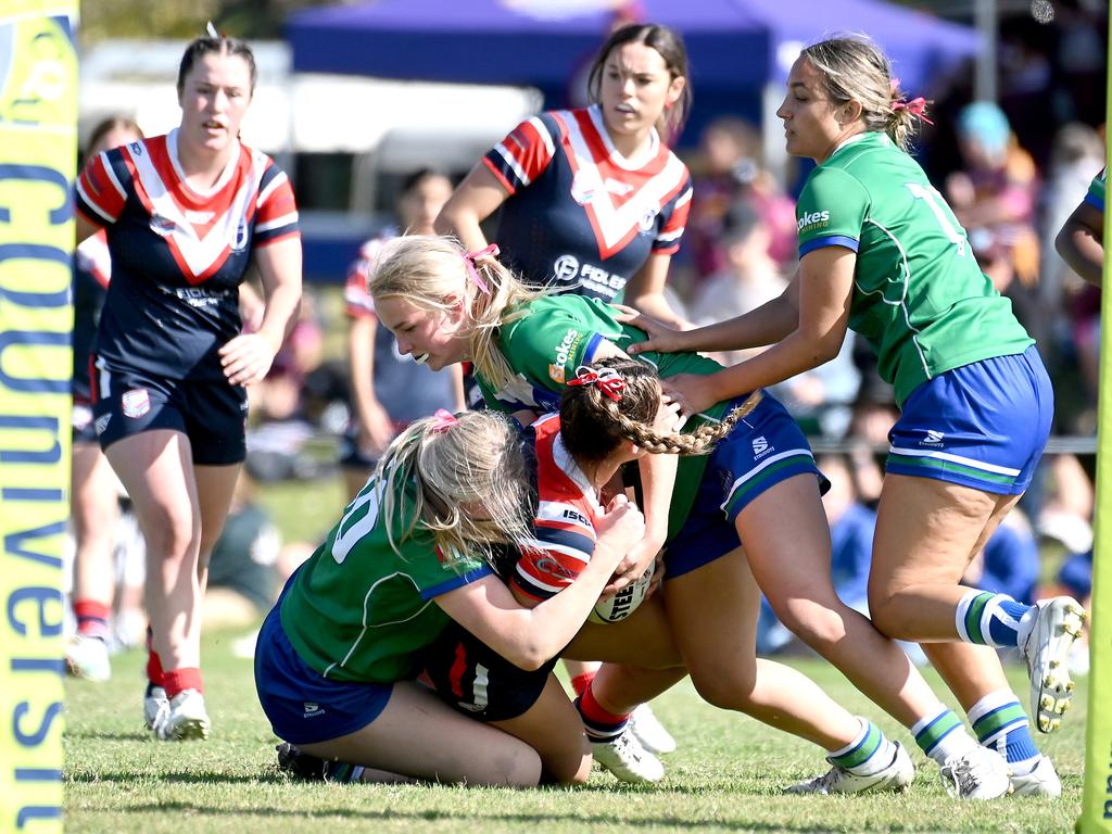 The Cathedral College’s Chloe Powell in the grand final against St Patrick’s College, Mackay. Picture, John Gass