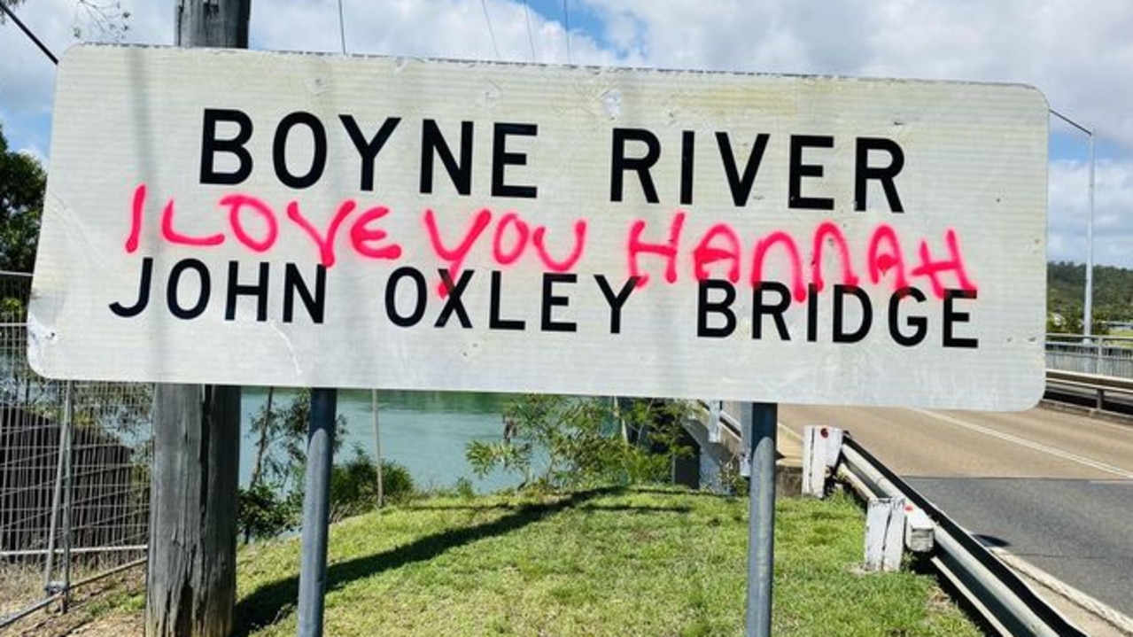 The declaration of love on the John Oxley Bridge sign. Picture: Facebook